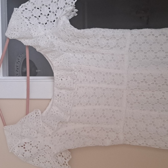 Polo Ralph Lauren White Cotton Eyelet Maxi Dress with ruffled neckline sz8 EUC - Picture 8 of 12